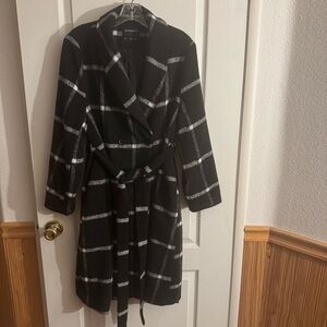 BloomChic Plaid Black and White Coat